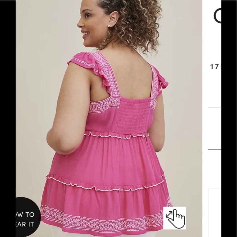 LOWEST 🌺 NWT TORRID 2X or 5X EMBROIDERED BABY DOLL TOP - Picture 6 of 13